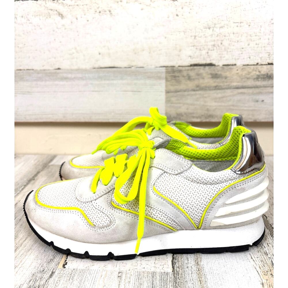 Voile Blanche Womens 6 Gray White Suede Sneakers Designer Luxe Casual
